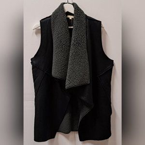 Cherish Women's Open Vest Faux Leather Faux Shearling Winter Jacket Size Large